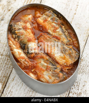 Tinned Sardines In Tomato Sauce Stock Photo