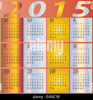 The vector of Year 2015 Monthly Colorful Calendar. Stock Photo