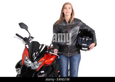 Female biker Stock Photo