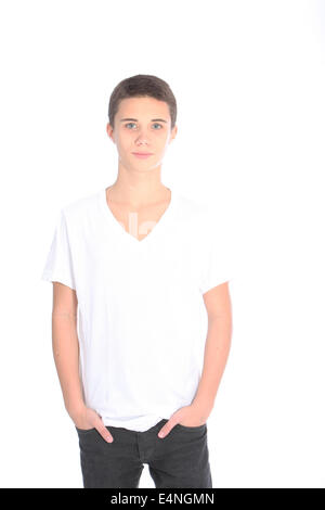 Serious young teenage boy Stock Photo