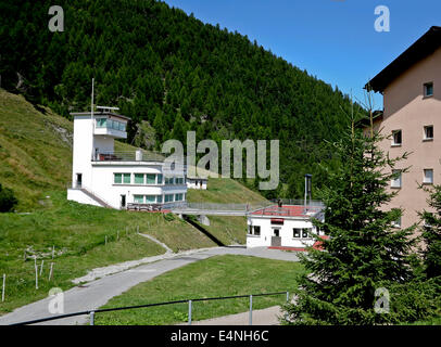 The start house for the iconic CRESTA RUN in St. Moritz, Switzerland Stock Photo