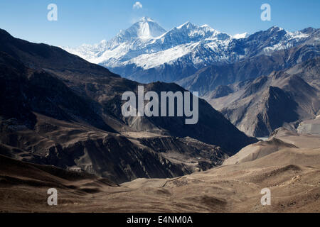 Dhaulagiri Peak (8167m) on the Muktinath to Jomsom Trek, Annapurna, Nepal Stock Photo