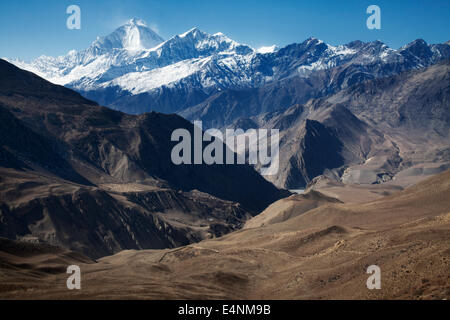 Dhaulagiri Peak (8167m) on the Muktinath to Jomsom Trek, Annapurna, Nepal Stock Photo