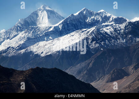 Dhaulagiri Peak (8167m) on the Muktinath to Jomsom Trek, Annapurna, Nepal Stock Photo