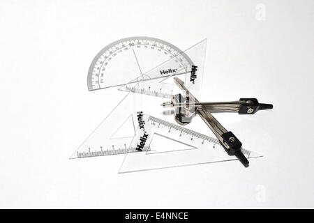 This is an image displaying mathematical equipment isolated on a white background Stock Photo