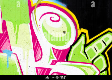 typography and color lines, segment of an urban grafitti on wall Stock Photo