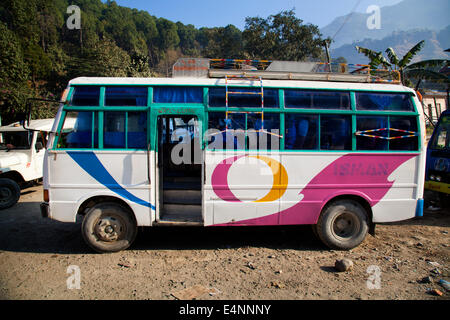Colourful Public Bus, Local Transport at Beni, Nepal