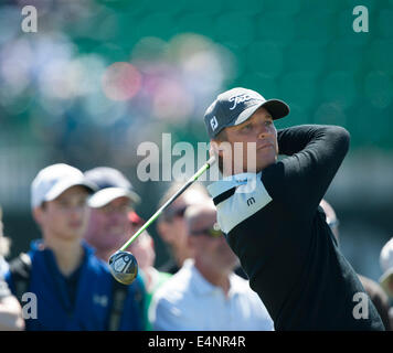 Hoylake, UK. 15th July, 2014. The Open golf championship. Matt JONES [AUS] on the 17th Tee during his practice round. Credit:  Action Plus Sports/Alamy Live News Stock Photo