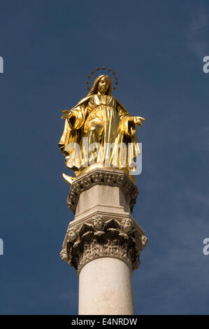 EUROPE, Croatia, Zagreb, Catholic Cathedral of the Assumption of the Virgin Mary (1899), gilded statue of the Blessed Virgin Stock Photo