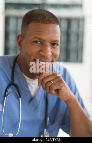 Portrait of male doctor in hospital Stock Photo
