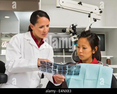 Dentist holding patient's x-ray Stock Photo