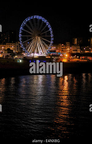 21/06/2014 The Brighton wheel at night as seen from the Palace Pier. Picture by Julie Edwards Stock Photo