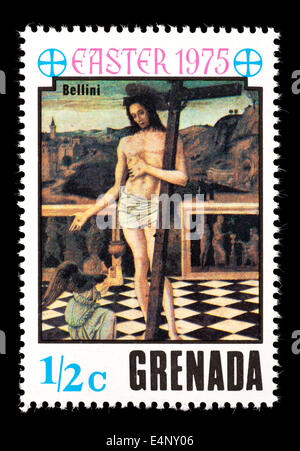 Postage stamp from Grenada depicting the Bellini painting 'Angel Collecting Jesus Blood in Grail' Stock Photo