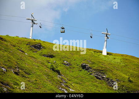 Old Cabelcar on the Planai Mountain near Schladming, Styria, Austria; Planai Burgstallalmbahn Stock Photo