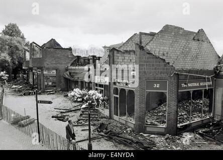 The Maltings Shopping Centre in Salisbury the morning after a fire caused by an electrical fault in August 1989. No injuries.