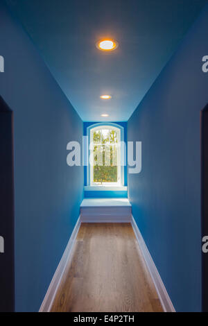 Interior hallway with window seat Stock Photo - Alamy