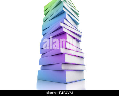 Colored Books Isolated on White Background, Illustration Stock Photo