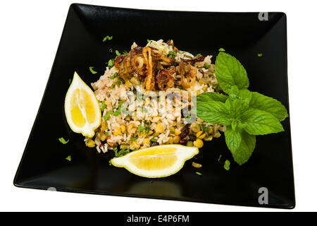 Mejadra is a traditional Arab dish of legumes and rice Stock Photo