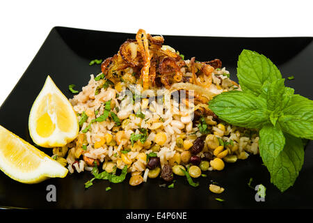 Mejadra is a traditional Arab dish of legumes and rice Stock Photo
