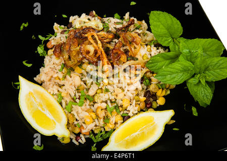 Mejadra is a traditional Arab dish of legumes and rice Stock Photo