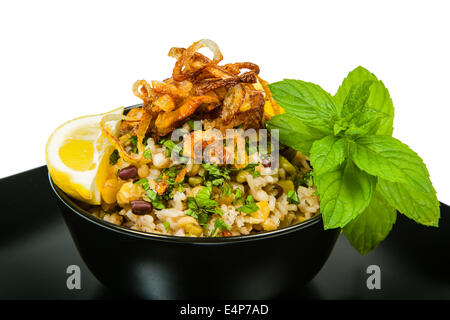 Mejadra is a traditional Arab dish of legumes and rice Stock Photo