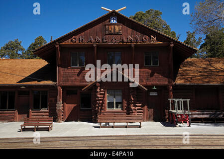 Grand Canyon Railroad Station (1909/10), Grand Canyon Village, South Rim, Grand Canyon National Park, Arizona, USA Stock Photo