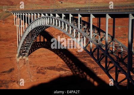 Glen Canyon Bridge across Colorado River just below Glen Canyon Dam, near Page, Arizona, USA Stock Photo