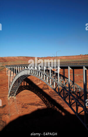 Glen Canyon Bridge across Colorado River just below Glen Canyon Dam, near Page, Arizona, USA Stock Photo