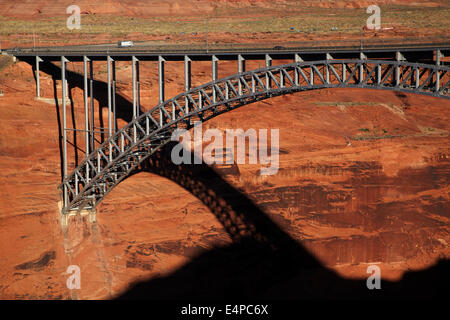 Glen Canyon Bridge across Colorado River just below Glen Canyon Dam, near Page, Arizona, USA Stock Photo