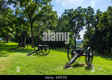 Guns on the battlefield at Bolivar Heights, Harpers Ferry National Historic Park, West Virginia,  USA Stock Photo