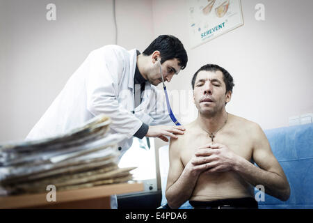 Examination of a patient, tuberculosis and HIV in Moldova Stock Photo