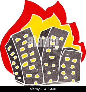 cartoon burning buildings Stock Vector