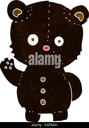 cartoon waving black bear cub Stock Vector