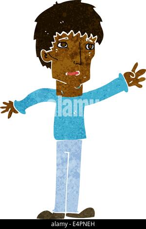 cartoon worried man reaching out Stock Vector