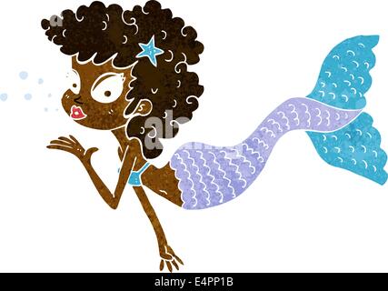 cartoon mermaid blowing kiss Stock Vector