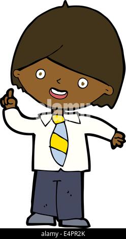 cartoon school boy answering question Stock Vector