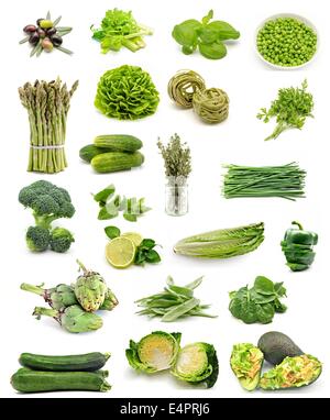 Collage vertical vegetable food assortment on white background Stock Photo
