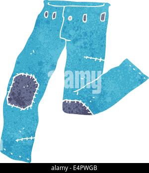 cartoon patched old jeans Stock Vector