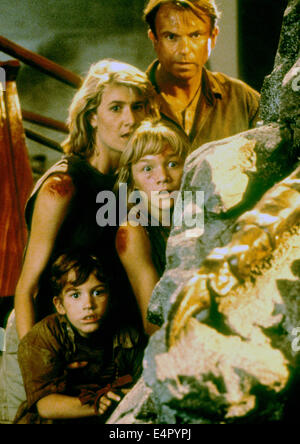 JURASSIC PARK, Laura Dern, Sam Neill, with triceratops, 1993, (c)MCA ...