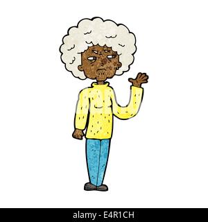 cartoon annoyed old woman waving Stock Vector