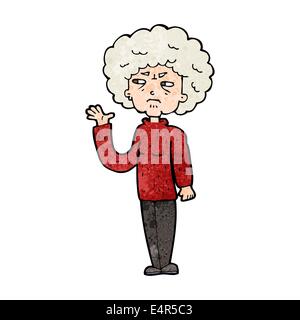 cartoon annoyed old woman waving Stock Vector