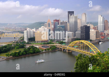 City of Pittsburgh in late afternoon showing its many bridges Stock Photo