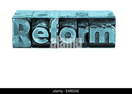 'The word ''Reform'' in letters of lead written. Symbolic photo for quick correspondence', Das Wort ' Reform ' in Bleibuchstaben Stock Photo