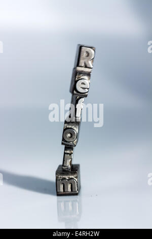 'The word ''Reform'' in letters of lead written. Symbolic photo for quick correspondence', Das Wort ' Reform ' in Bleibuchstaben Stock Photo