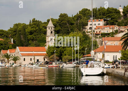 EUROPE, Croatia, Dalmatia, Cavtat, scenic view of boats in the harbour Stock Photo