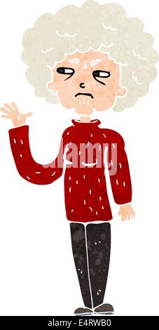 cartoon annoyed old woman waving Stock Vector