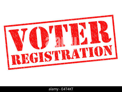 VOTER REGISTRATION red Rubber Stamp over a white background. Stock Photo