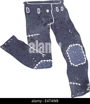 cartoon patched old jeans Stock Vector