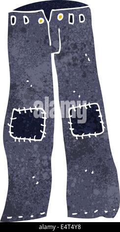 cartoon patched old jeans Stock Vector