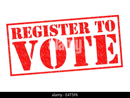 REGISTER TO VOTE red Rubber Stamp over a white background. Stock Photo